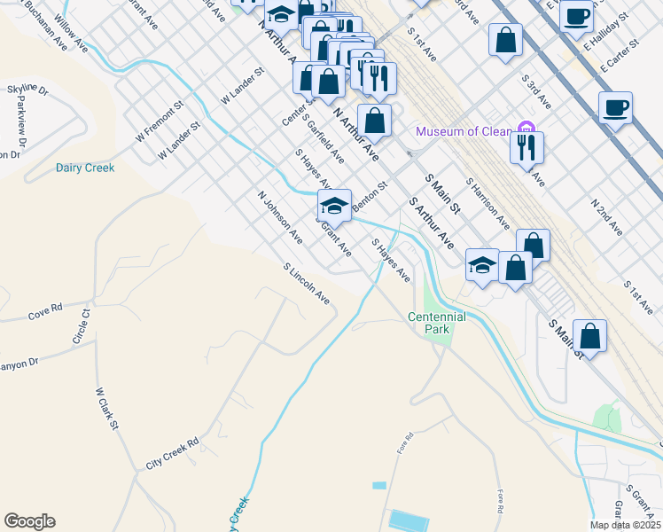 map of restaurants, bars, coffee shops, grocery stores, and more near 540 South Johnson Avenue in Pocatello