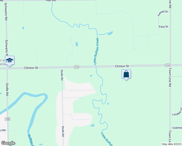 map of restaurants, bars, coffee shops, grocery stores, and more near 8000 Clinton Street in Erie County