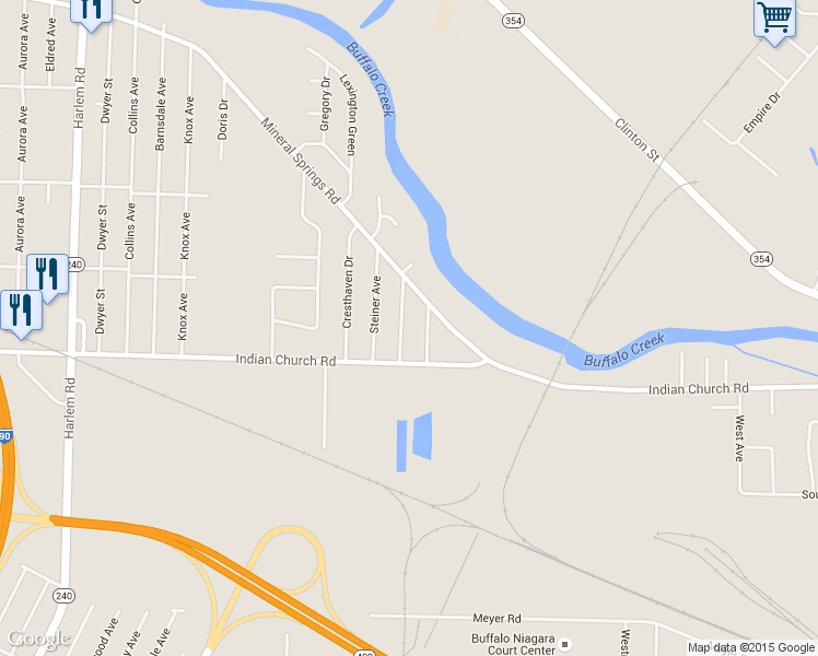 map of restaurants, bars, coffee shops, grocery stores, and more near 26 Bangel Avenue in West Seneca