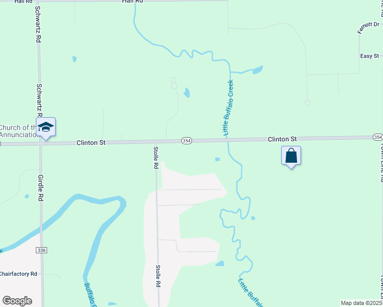 map of restaurants, bars, coffee shops, grocery stores, and more near 7920 Clinton Street in Erie County