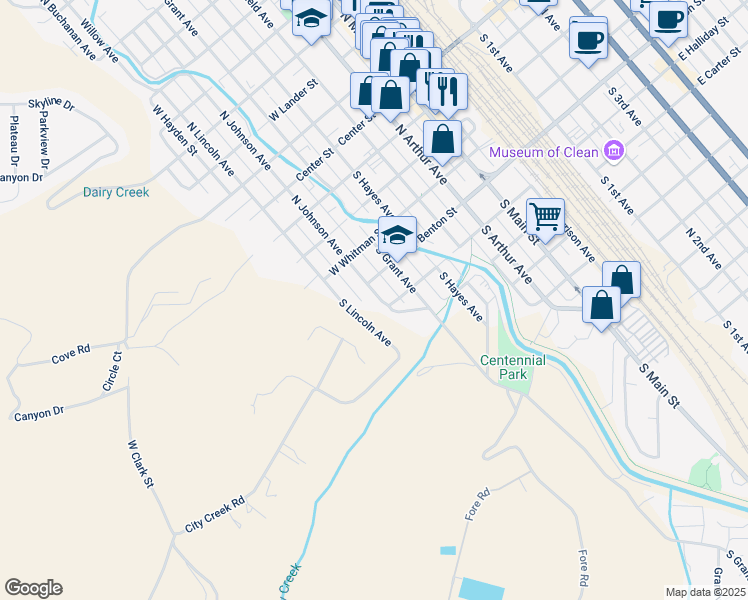 map of restaurants, bars, coffee shops, grocery stores, and more near 535 South Johnson Avenue in Pocatello