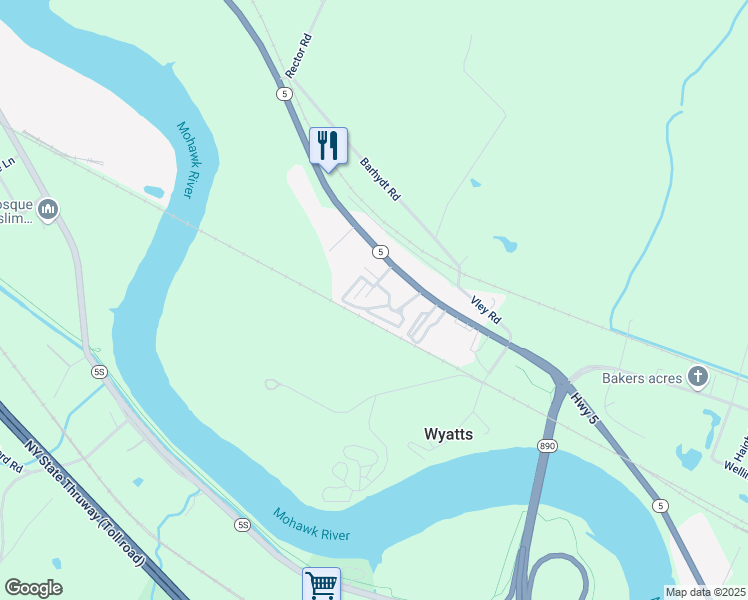 map of restaurants, bars, coffee shops, grocery stores, and more near 21 Alflo Circle in Schenectady