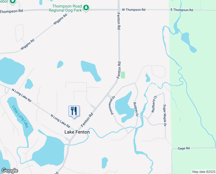 map of restaurants, bars, coffee shops, grocery stores, and more near 12048 Fenton Road in Fenton