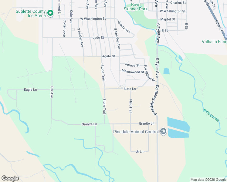 map of restaurants, bars, coffee shops, grocery stores, and more near 23 Stone Trail in Pinedale