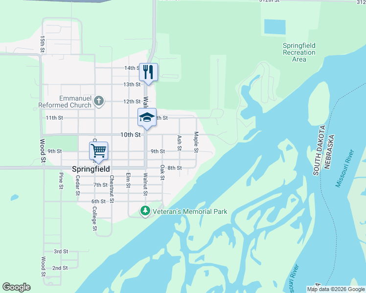 map of restaurants, bars, coffee shops, grocery stores, and more near 301-399 9th St in Springfield