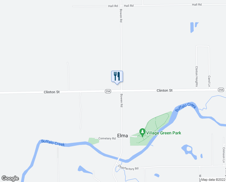 map of restaurants, bars, coffee shops, grocery stores, and more near Clinton Street in Elma