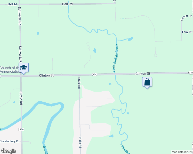 map of restaurants, bars, coffee shops, grocery stores, and more near 7920 Clinton Street in Erie County