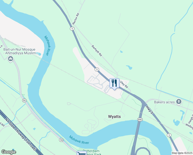 map of restaurants, bars, coffee shops, grocery stores, and more near 22 Alflo Circle in Schenectady