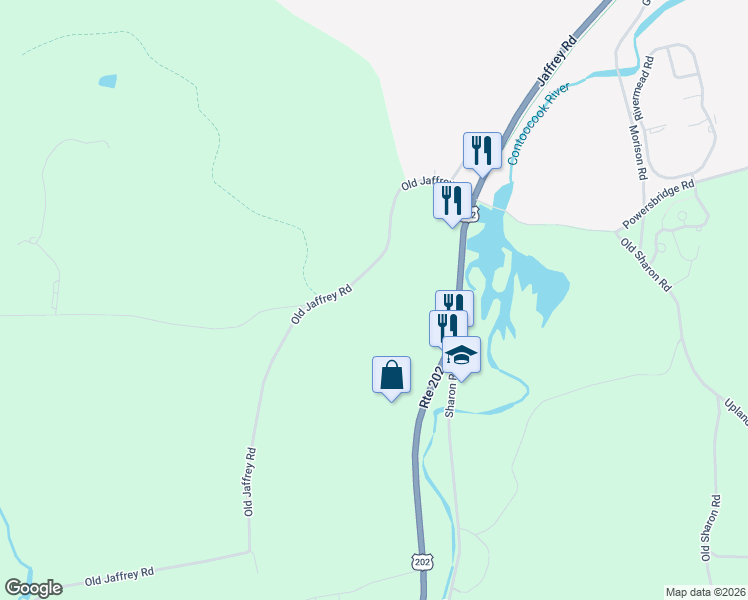 map of restaurants, bars, coffee shops, grocery stores, and more near 76 Old Jaffrey Road in Peterborough
