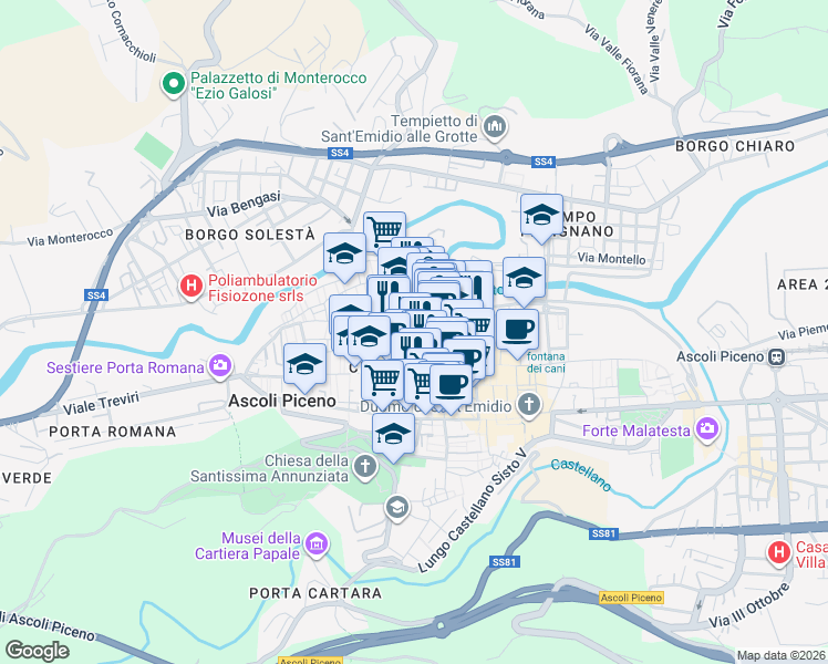 map of restaurants, bars, coffee shops, grocery stores, and more near 10 Via Marucci Pietro in Ascoli Piceno