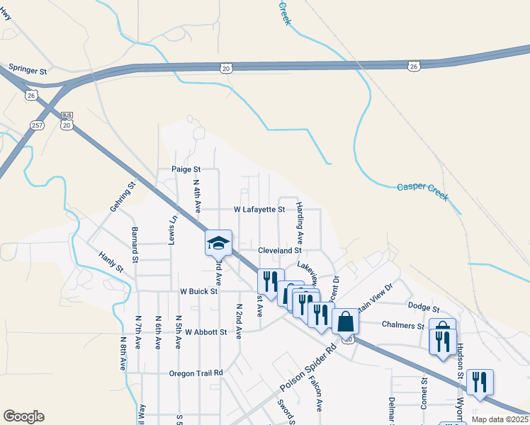 map of restaurants, bars, coffee shops, grocery stores, and more near 613 North 1st Avenue in Mills