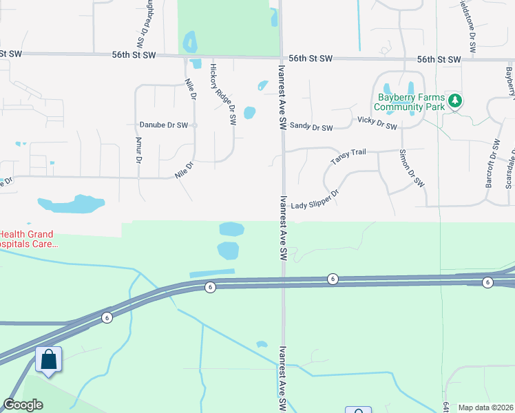 map of restaurants, bars, coffee shops, grocery stores, and more near 5935 Ivanrest Avenue Southwest in Wyoming