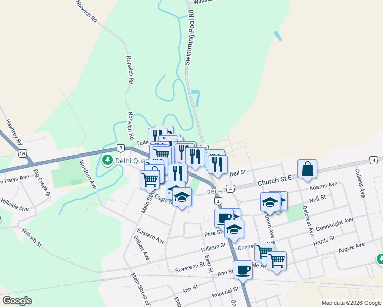 map of restaurants, bars, coffee shops, grocery stores, and more near 41 Talbot Road in Delhi