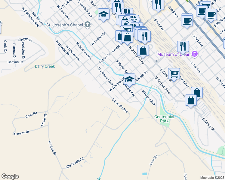 map of restaurants, bars, coffee shops, grocery stores, and more near 816 West Whitman Street in Pocatello