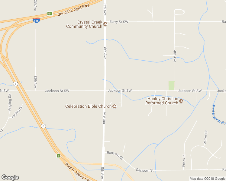 map of restaurants, bars, coffee shops, grocery stores, and more near 741 Jackson Street Southwest in Grandville