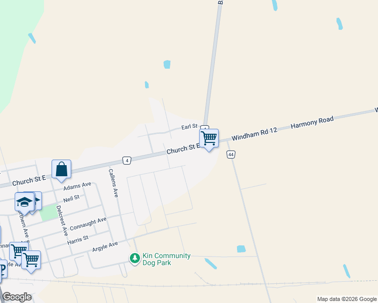 map of restaurants, bars, coffee shops, grocery stores, and more near 472 Regional Road 4 in Norfolk
