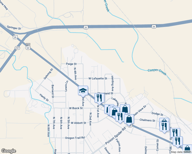 map of restaurants, bars, coffee shops, grocery stores, and more near 613 North 1st Avenue in Mills