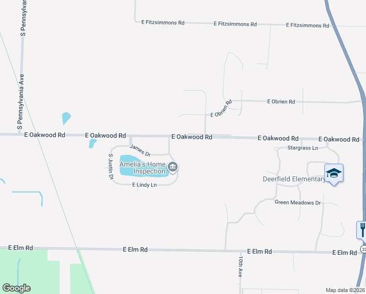 map of restaurants, bars, coffee shops, grocery stores, and more near 10310 South George Drive in Oak Creek