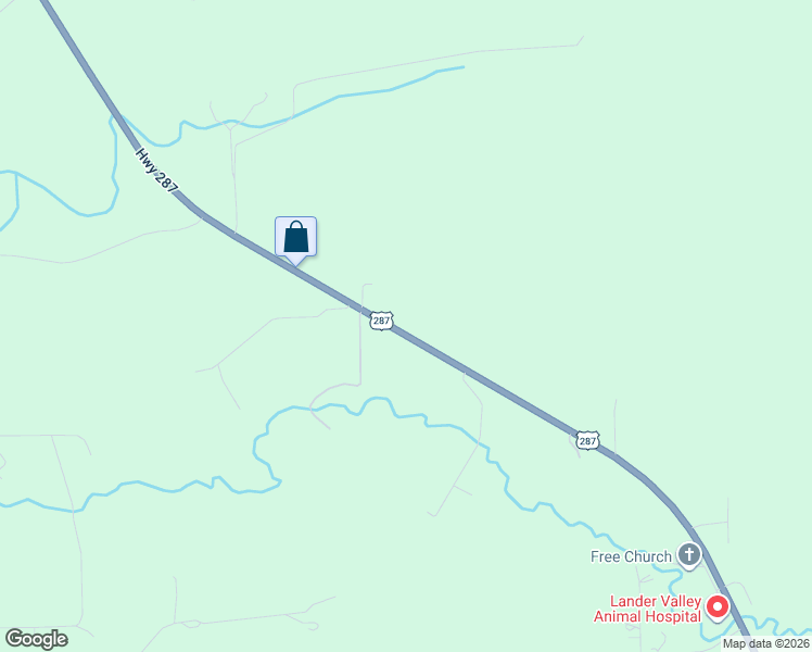 map of restaurants, bars, coffee shops, grocery stores, and more near 2840 U.S. 287 in Lander