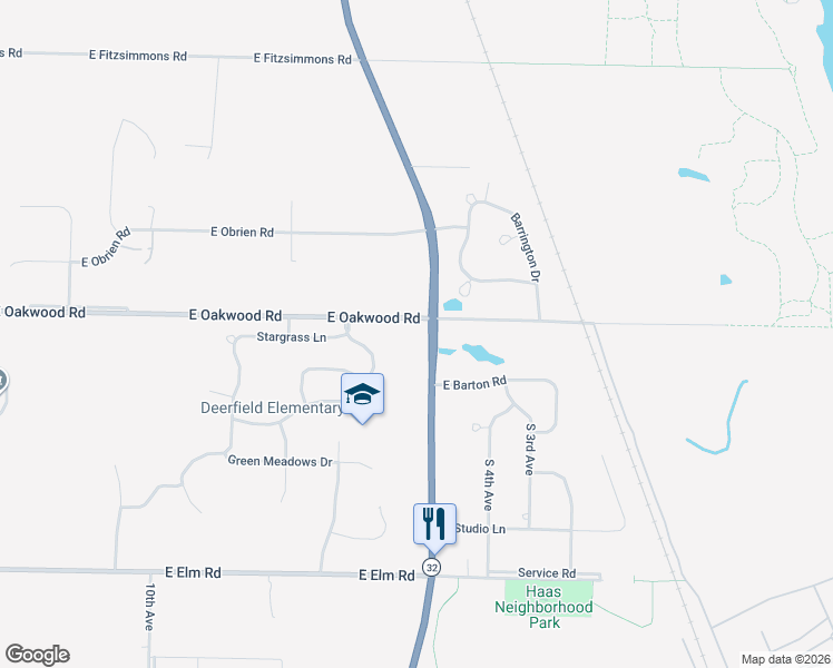 map of restaurants, bars, coffee shops, grocery stores, and more near 10303 South Chicago Road in Oak Creek