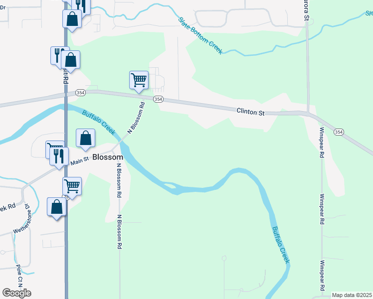 map of restaurants, bars, coffee shops, grocery stores, and more near 5350 Clinton Street in Erie County