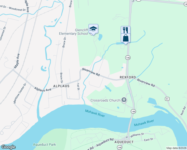 map of restaurants, bars, coffee shops, grocery stores, and more near 954 Riverview Road in Rexford