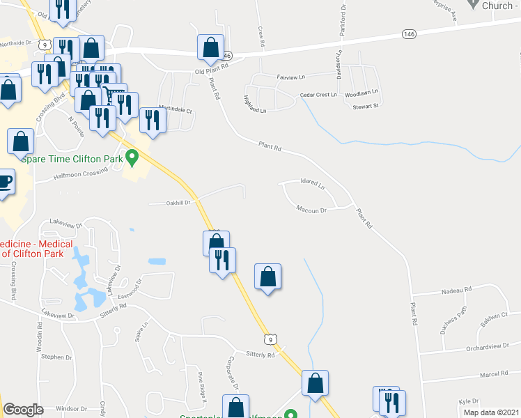 map of restaurants, bars, coffee shops, grocery stores, and more near 30 Idared Lane in Saratoga County