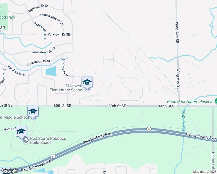 map of restaurants, bars, coffee shops, grocery stores, and more near 5899 Kiverton Ridge Drive Southeast in Kentwood