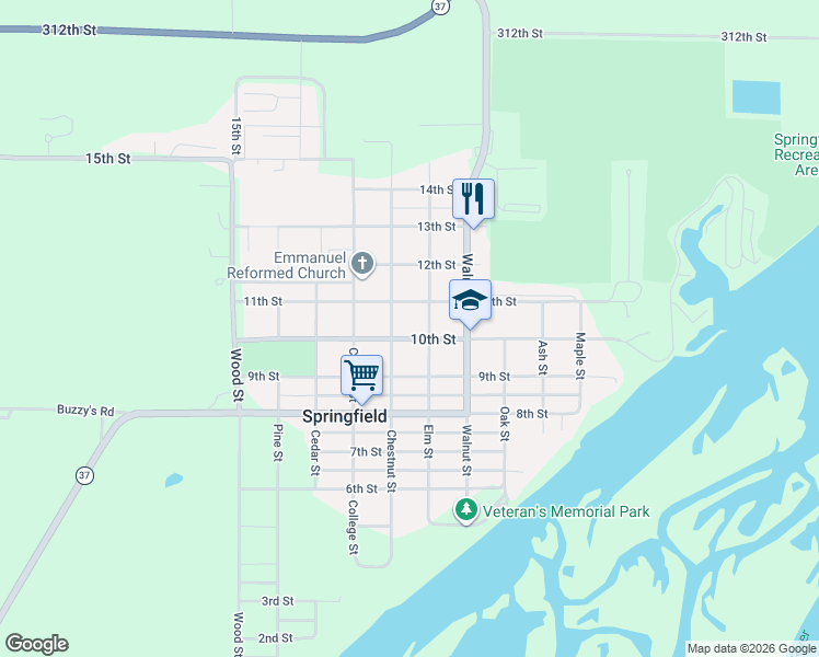 map of restaurants, bars, coffee shops, grocery stores, and more near 700-798 10th St in Springfield
