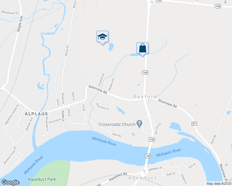 map of restaurants, bars, coffee shops, grocery stores, and more near 945 Riverview Road in Rexford