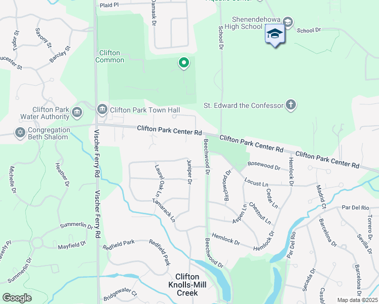 map of restaurants, bars, coffee shops, grocery stores, and more near 26 Juniper Drive in Saratoga County