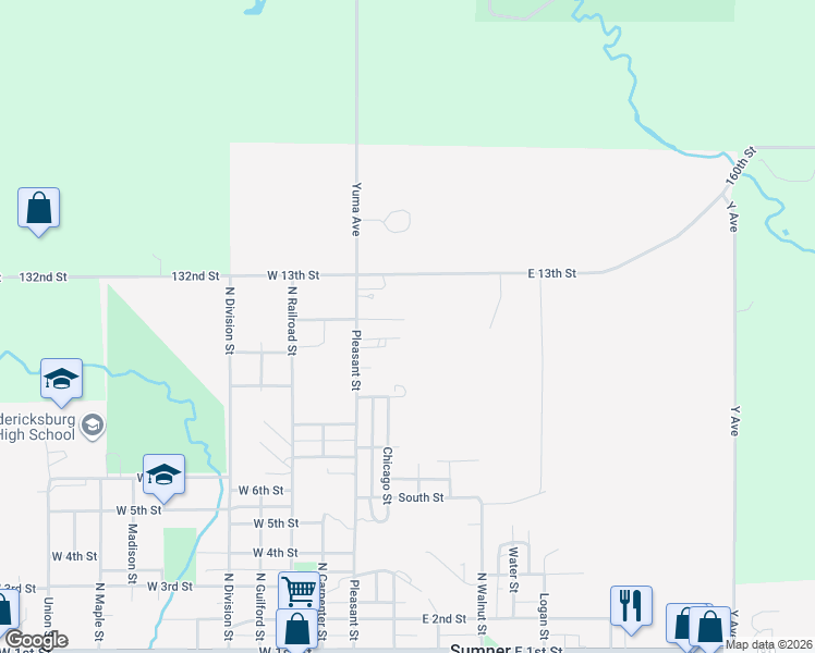 map of restaurants, bars, coffee shops, grocery stores, and more near 211 East 12th Street in Sumner