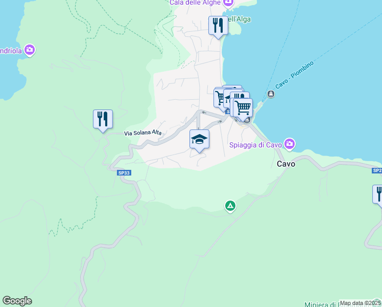 map of restaurants, bars, coffee shops, grocery stores, and more near 49 Salita Belvedere in Cavo