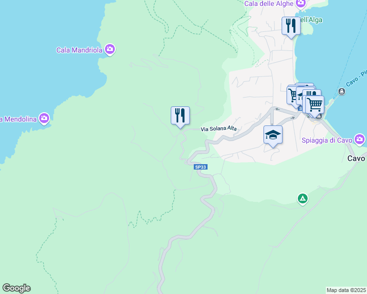 map of restaurants, bars, coffee shops, grocery stores, and more near 3 Via Colle Vita in Cavo