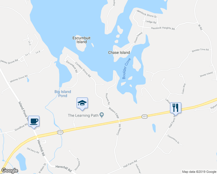 map of restaurants, bars, coffee shops, grocery stores, and more near 13 Stickney Road in Atkinson