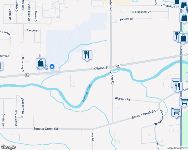 map of restaurants, bars, coffee shops, grocery stores, and more near 4629 Clinton Street in Buffalo