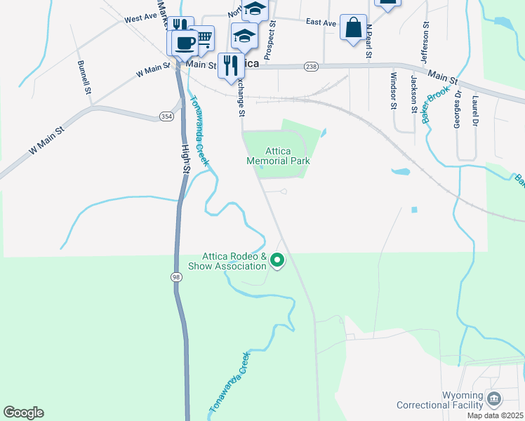 map of restaurants, bars, coffee shops, grocery stores, and more near 196 Exchange St in Attica