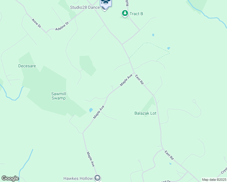 map of restaurants, bars, coffee shops, grocery stores, and more near 45 Maple Avenue in Hampstead