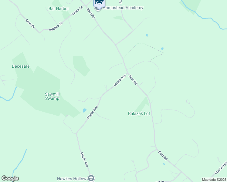 map of restaurants, bars, coffee shops, grocery stores, and more near 41 Maple Avenue in Hampstead