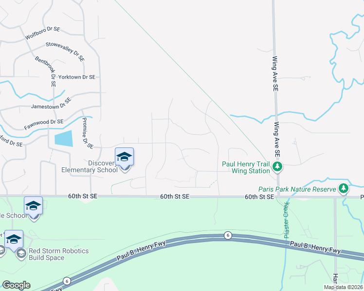 map of restaurants, bars, coffee shops, grocery stores, and more near 2653 Plover Drive Southeast in Kentwood