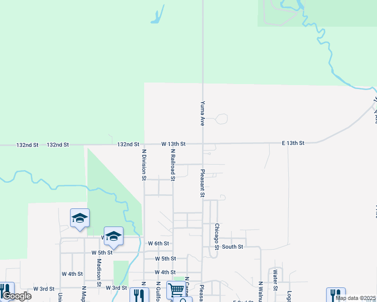 map of restaurants, bars, coffee shops, grocery stores, and more near 101 East 13th Street in Sumner