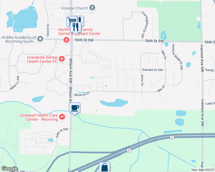 map of restaurants, bars, coffee shops, grocery stores, and more near 5844 Looking Glass Drive in Wyoming