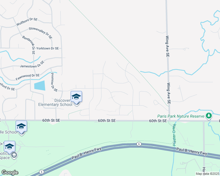 map of restaurants, bars, coffee shops, grocery stores, and more near 2653 Plover Drive Southeast in Kentwood