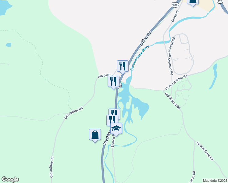 map of restaurants, bars, coffee shops, grocery stores, and more near 51 Jaffrey Road in Peterborough