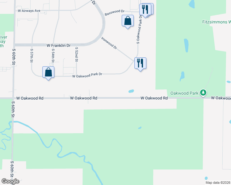 map of restaurants, bars, coffee shops, grocery stores, and more near 4722 West Oakwood Road in Franklin