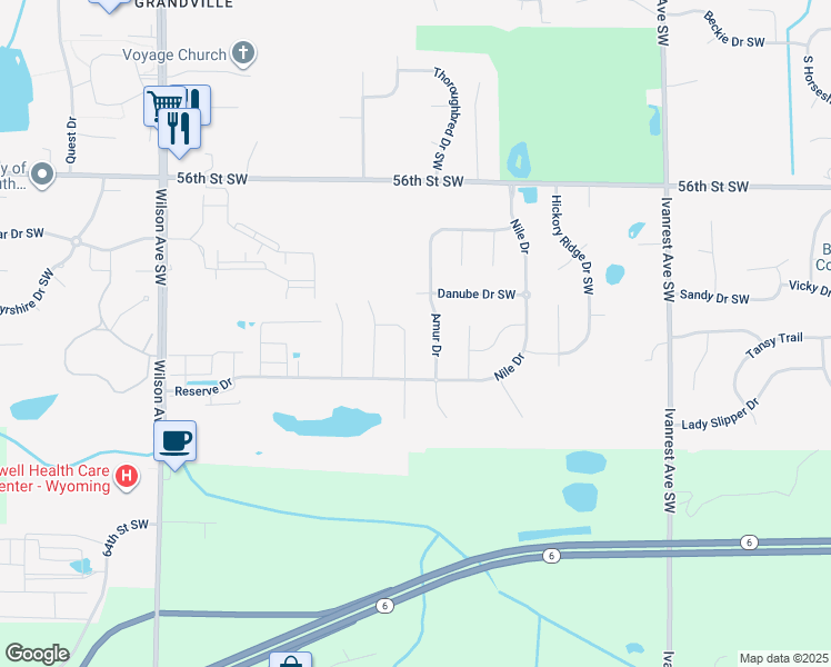 map of restaurants, bars, coffee shops, grocery stores, and more near 5844 Looking Glass Drive in Wyoming