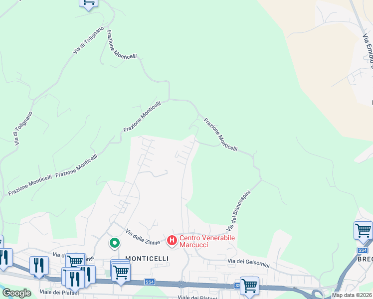 map of restaurants, bars, coffee shops, grocery stores, and more near 85 Via delle Genziane in Provincia di Ascoli Piceno