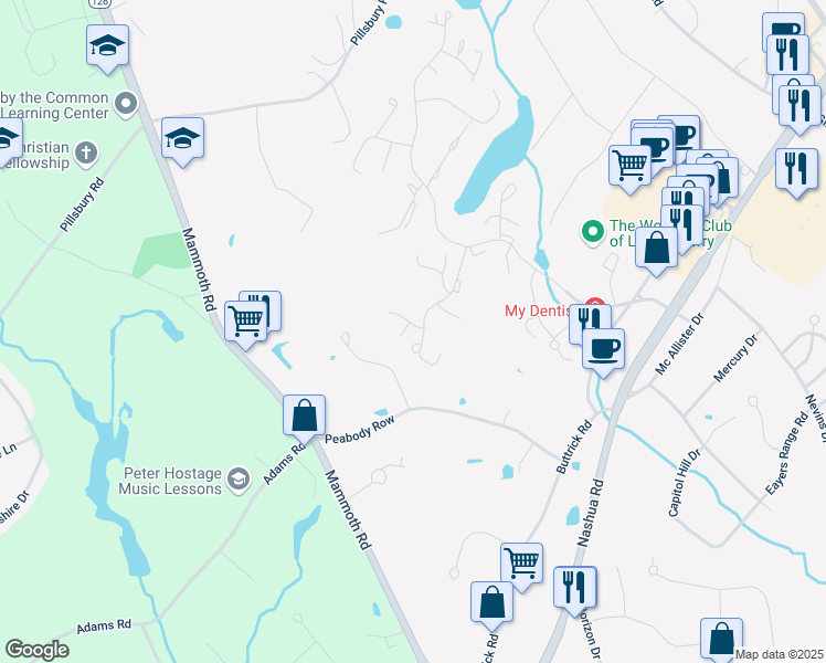 map of restaurants, bars, coffee shops, grocery stores, and more near 138 Winterwood Drive in Londonderry