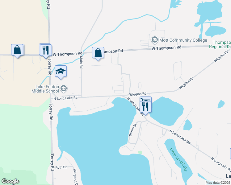 map of restaurants, bars, coffee shops, grocery stores, and more near 2352-2378 Maple Drive in Fenton