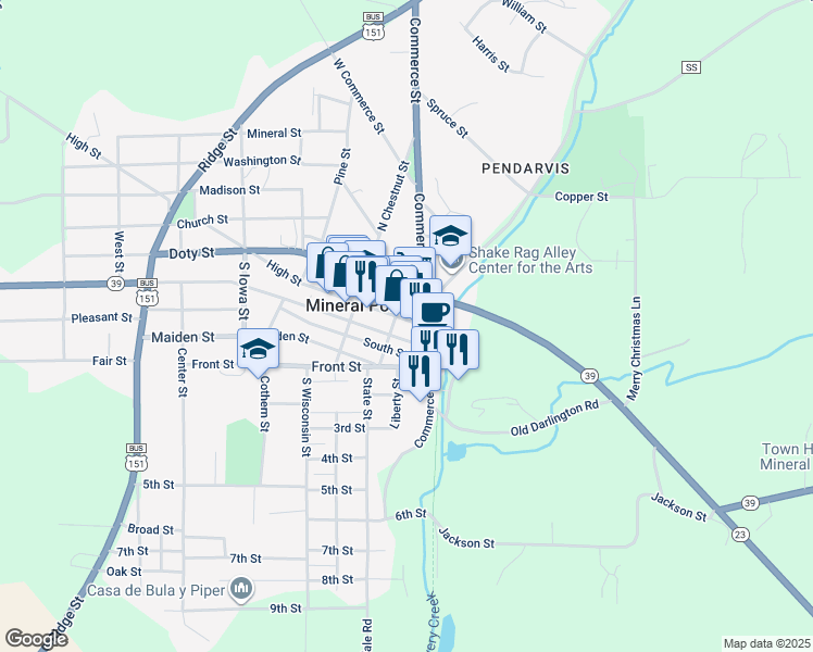 map of restaurants, bars, coffee shops, grocery stores, and more near in Mineral Point